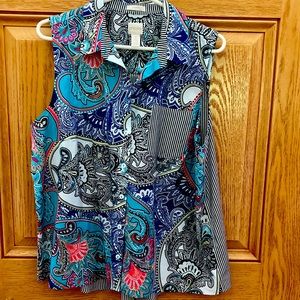 Chicos Paisley Stripe Summer Top